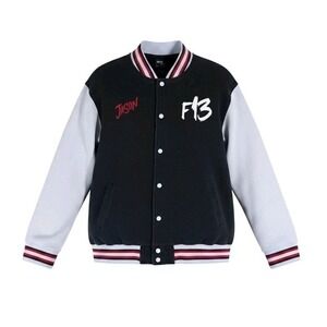 Friday the 13th Jason Voorhees Varsity Jacket Mens L Black White Horror F13